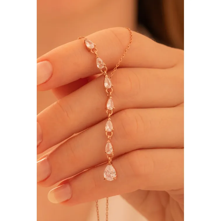 Zirkon Taşlı Rose Damla Model Kadın Gümüş Kolye GKLZRKNTDML-ROS Zirkon Taşlı Rose Damla Model Kadın Gümüş Kolye GKLZRKNTDML-ROS