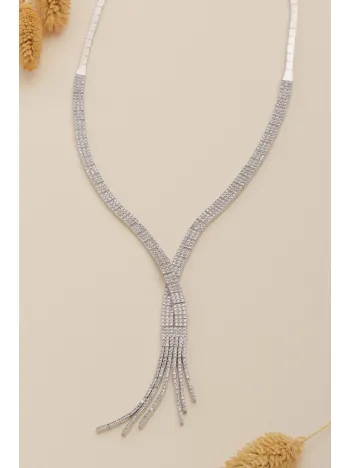 Kadın Gümüş Kolye - Sedef Zirkon Taşlı Kadın Kolye