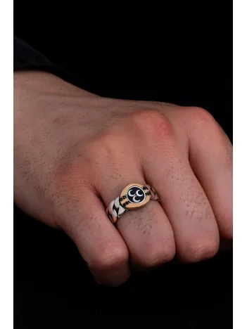 Erkek Gümüş Yüzük - Üç Hilal Ülkücü İnce Kibar Erkek Yüzüğü Erkek Gümüş Yüzük - Üç Hilal Ülkücü İnce Kibar Erkek Yüzüğü