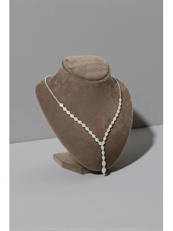 Kadın Gümüş Kolye - Kleopatra Model Zirkon Taşlı Su Yolu kolye