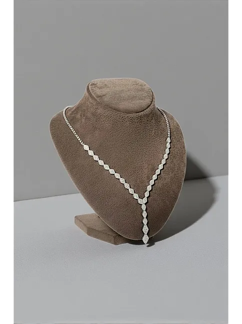 Kadın Gümüş Kolye - Kleopatra Model Zirkon Taşlı Su Yolu kolye