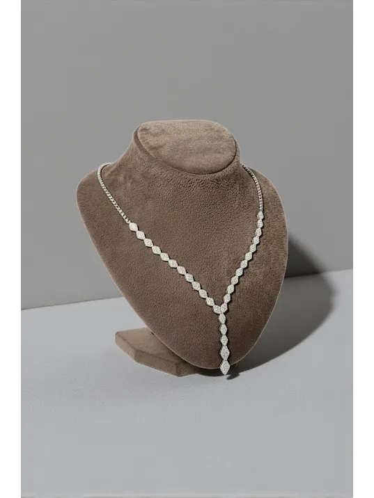 Kadın Gümüş Kolye - Kleopatra Model Zirkon Taşlı Su Yolu kolye