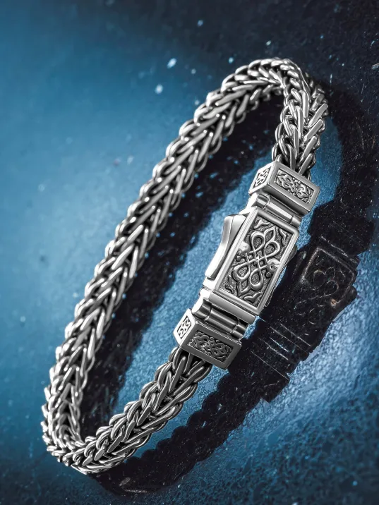 925 Ayar Gümüş Tilki Kuyruğu Yassı Zincir Erkek Bileklik Özel Kilit Tasarım 925 Ayar Gümüş Tilki Kuyruğu Yassı Zincir Erkek Bileklik Özel Kilit Tasarım