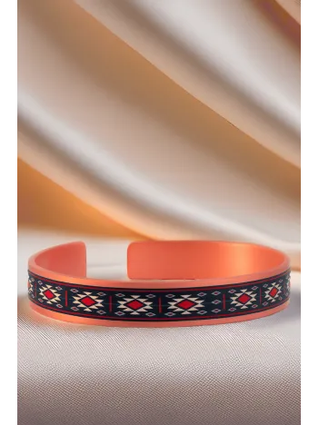 Kadın Bakır Bileklik - Zeta Model Özel Baskı Metal Kutu Ve Kuvars Taşı