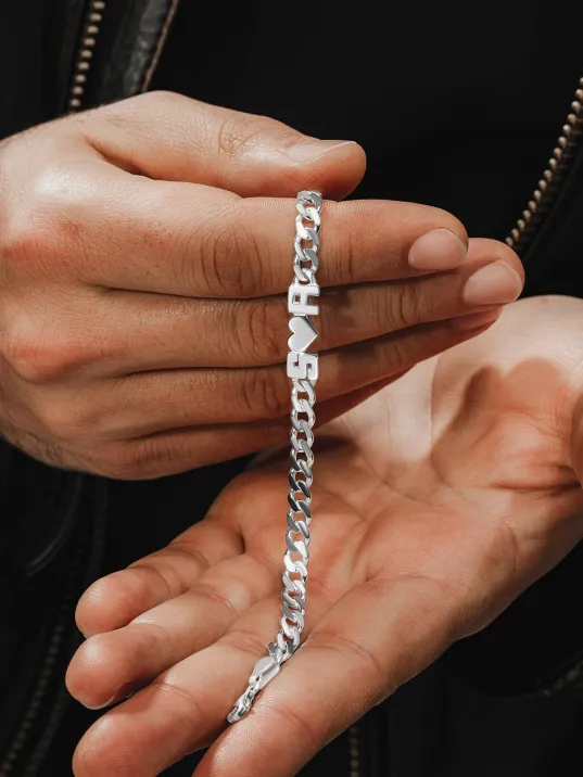 Erkek Gümüş Bileklik - Kesme Harf El İşçiliği Harf ve Obje Yazılı 925 Ayar Gümüş Erkek Bileklik Erkek Gümüş Bileklik - Kesme Harf El İşçiliği Harf ve Obje Yazılı 925 Ayar Gümüş Erkek Bileklik