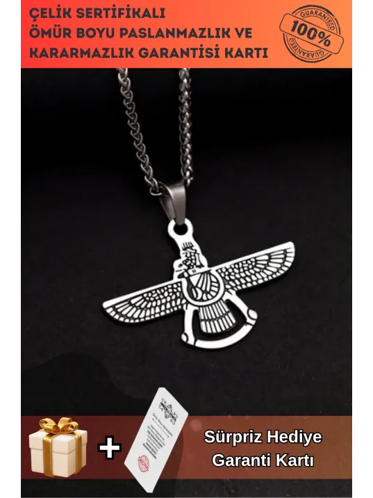 Ahura Mazda Erkek Kolye - Kadın Kolye - Ahura Mazda Model Çelik Kolye