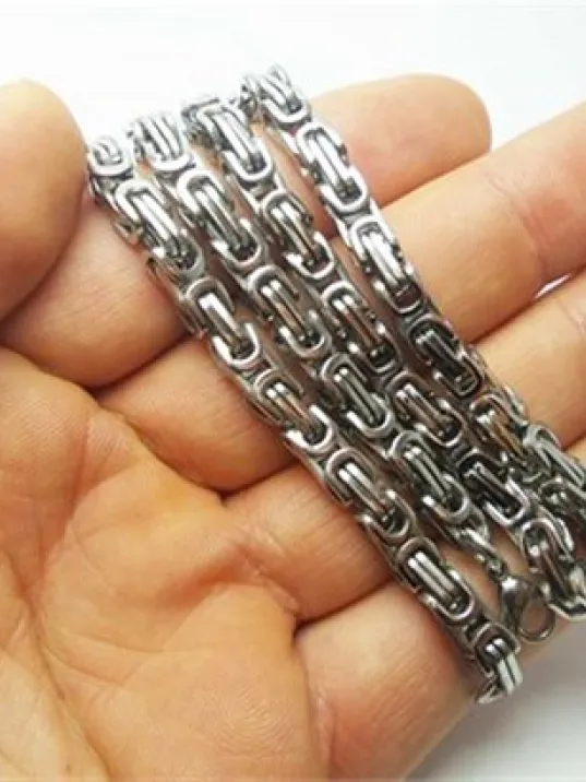 Erkek Çelik Kral Zincir Kolye Orta Kalınlıkta 5mm