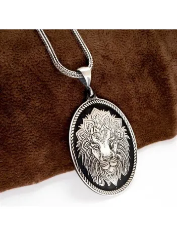 Aslan Modeli Erkek Gümüş Kolye Zincir