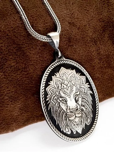 Aslan Modeli Erkek Gümüş Kolye Zincir