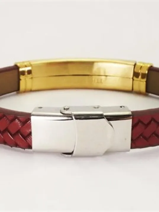 OttoMan Bordo Kauçuk İsim Yazılabilen Erkek Çelik Bileklik