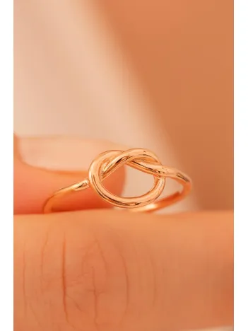 Kadın Gümüş Yüzük - El İşçiliği Rose Kaplama Aşk Düğümü Model 2 Kadın Yüzük