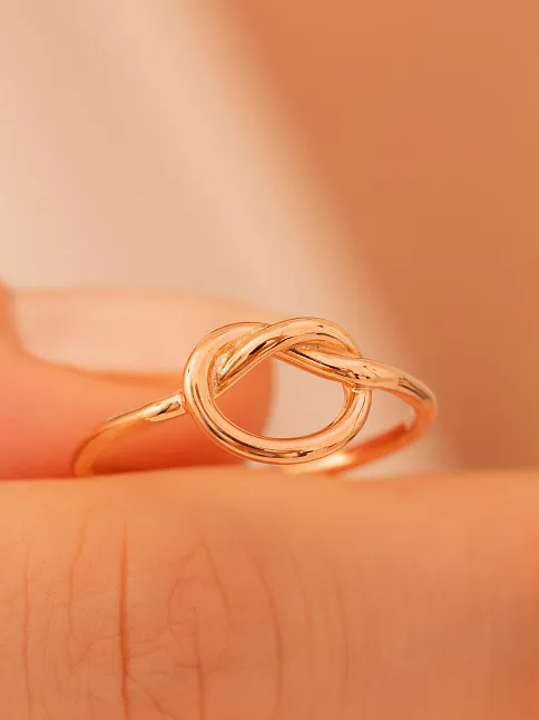 Kadın Gümüş Yüzük - El İşçiliği Rose Kaplama Aşk Düğümü Model 2 Kadın Yüzük