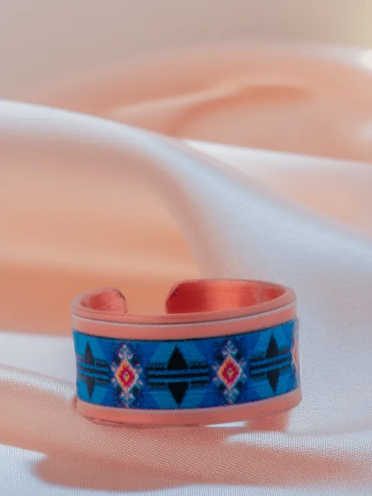 Kadın Bakır Bileklik Yüzük Set - Zaira Model Özel Baskı Metal Kutu Ve Kuvars Taşı