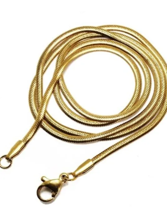 Altın Rengi Snake Kolye Çelik Erkek Kolye Zincir İnce Model