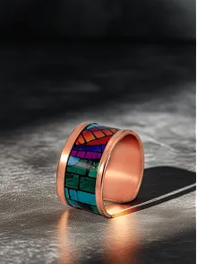 Kadın Bakır Yüzük - Nadia Model Özel Baskı Metal Kutu Ve Kuvars Taşı