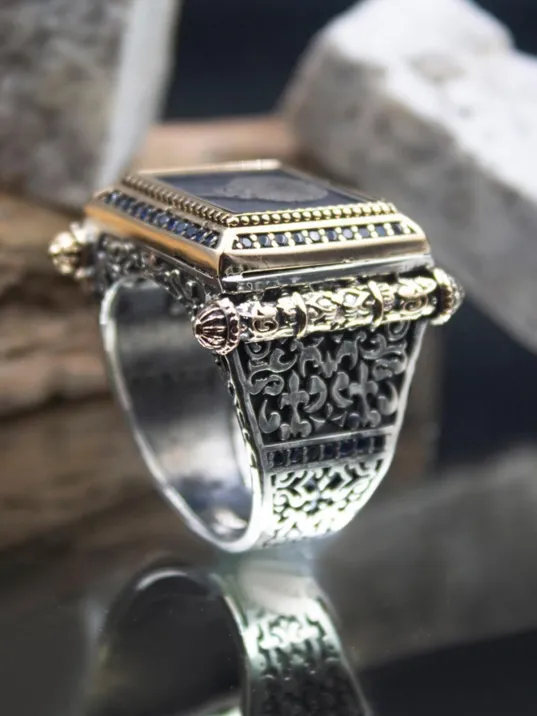 Kadın Kelime-i Şehadet Yazılı 925 Ayar Erkek Gümüş Yüzük Gyzyzkend04-syh