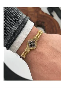Erkek Bileklik - Metal Erkek Bileklik - Altın Kaplama Erkek Bileklik - Pusula Model