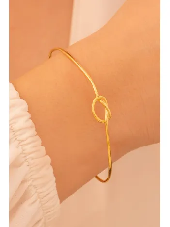 Kadın Gümüş Bileklik - El Yapımı Altın Kaplama Gümüş Aşk Düğümü Model 2 Kadın Bileklik