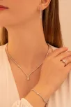Kadın Gümüş Takı Seti - Feride Baget Taşlı Kolye, Bileklik, Yüzük, Küpe Tam Set Kadın Gümüş Takı Seti - Feride Baget Taşlı Kolye, Bileklik, Yüzük, Küpe Tam Set