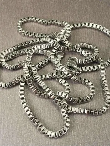 316L Paslanmaz Çelik Erkek Kolye Zincir 2mm İnce Kutu Model