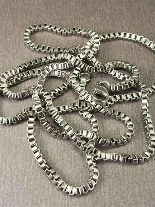 316L Paslanmaz Çelik Erkek Kolye Zincir 2mm İnce Kutu Model