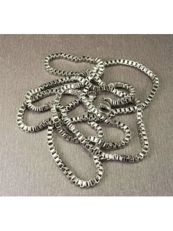 316L Paslanmaz Çelik Erkek Kolye Zincir 2mm İnce Kutu Model