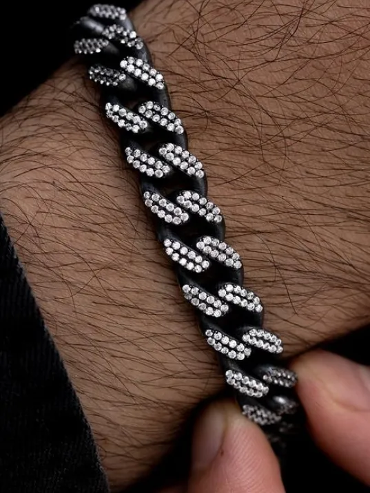 Erkek Gümüş Bileklik - Beyaz Zirkon Taşlı Gurmet Gümüş Bileklik Erkek Gümüş Bileklik - Beyaz Zirkon Taşlı Gurmet Gümüş Bileklik