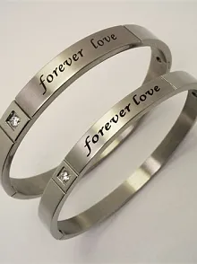 Forever Love Paslanmaz Çelik Erkek Bayan Çift Kelepçe Bileklik Set
