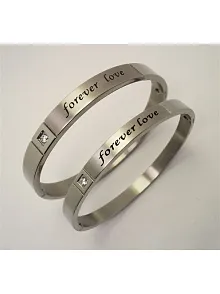 Forever Love Paslanmaz Çelik Erkek Bayan Çift Kelepçe Bileklik Set