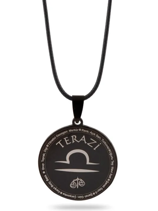 Terazi Burcu Kolyesi Kadın Erkek Çelik Deri Kolye CKLTERAZIDR-SYH Terazi Burcu Kolyesi Kadın Erkek Çelik Deri Kolye CKLTERAZIDR-SYH