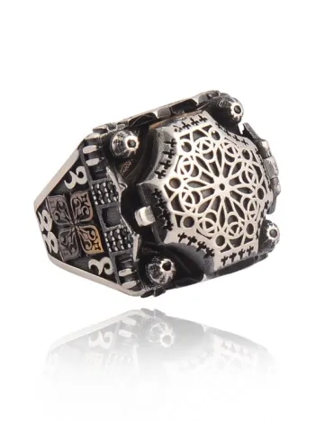 Kubbe Tasarım Model 2 İçi Açılabilen Erkek 925 Ayar Gümüş Yüzük GYZCAMİOSMN-GMS