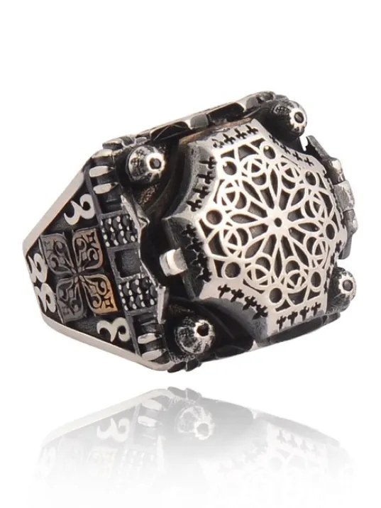 Kubbe Tasarım Model 2 İçi Açılabilen Erkek 925 Ayar Gümüş Yüzük GYZCAMİOSMN-GMS