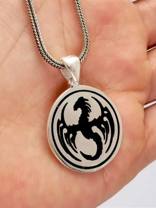 Ejderha Gümüş Erkek Kolye Zincir
