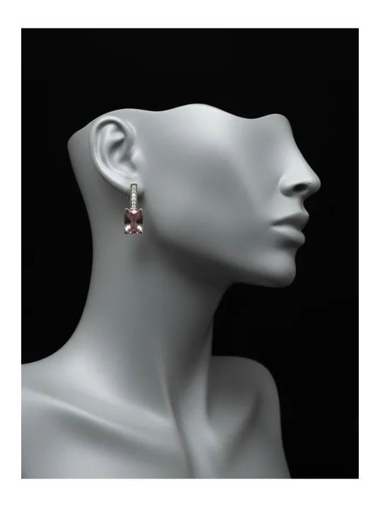 Kadın Gümüş Küpe - Baget Zultanit Taşlı Tektaş Model Küpe