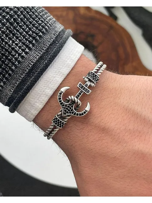 Çapa Erkek Bileklik - Metal Erkek Bileklik - Taşlı Erkek Bileklik - Taşlı Çapa Model