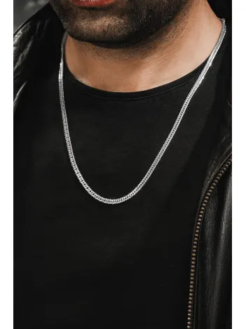 Erkek Gümüş Kolye - Oluklu Nano Model Erkek Kolye 3 Bakla 60 Mikron