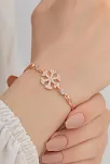 Kadın Gümüş Bileklik - Kar Tanesi Gümüş Bileklik Zirkon Taşlı Rose