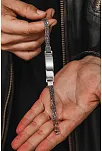 Erkek Gümüş Bileklik - İsim Yazılan 2.8 mm Çift Kare Kral Zincir Erkek Bileklik