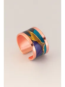 Kadın Bakır Yüzük - Diana Model Özel Baskı Metal Kutu Ve Kuvars Taşı