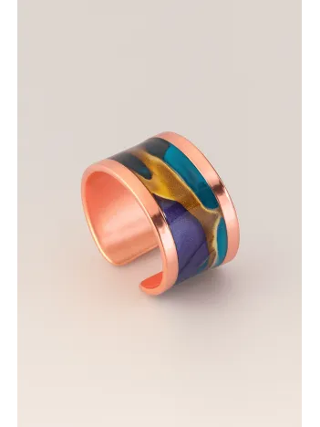 Kadın Bakır Yüzük - Diana Model Özel Baskı Metal Kutu Ve Kuvars Taşı