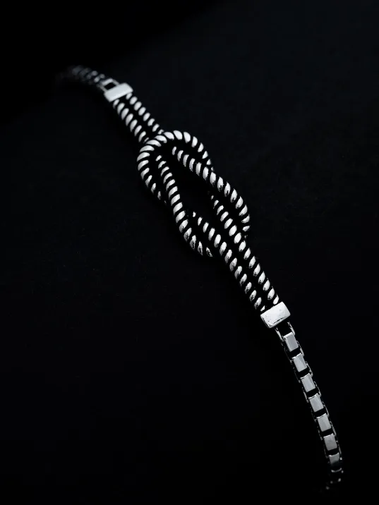 Erkek Gümüş Bileklik - Küp Zincirli Gemici Düğümü Gümüş Bileklik Erkek Gümüş Bileklik - Küp Zincirli Gemici Düğümü Gümüş Bileklik