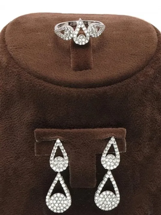 Damla Su Yolu Gümüş Bayan Set - Kolye, Bileklik, Küpe, Yüzük