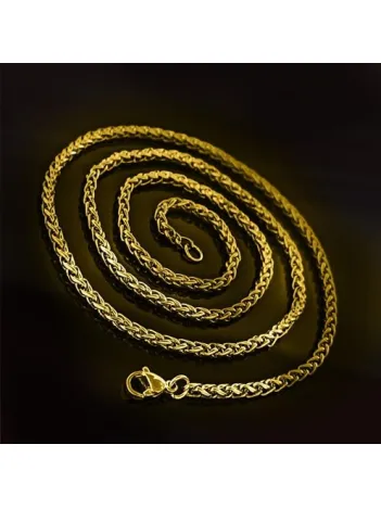 Yuvarlak Kral Model Paslanmaz Sarı Çelik Erkek Kolye Zincir