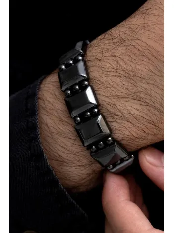 Doğal Hematit Taşlı Erkek Bileklik