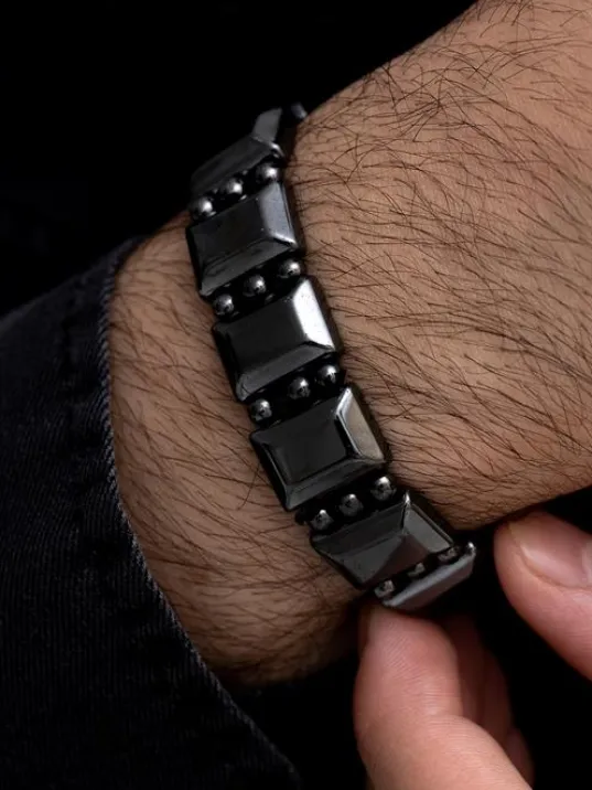 Doğal Hematit Taşlı Erkek Bileklik