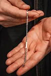Kare Parçalı Erkek Kral Gümüş Bileklik Künye 2,8mm Orta Kalınlıkta
