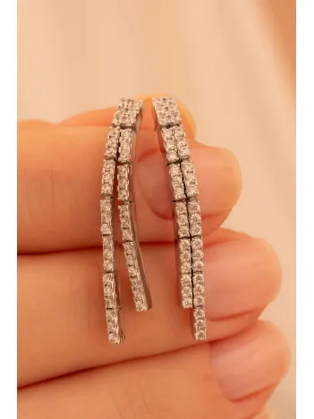 Kadın Gümüş Küpe - Sedef Zirkon Taşlı Kadın Küpe