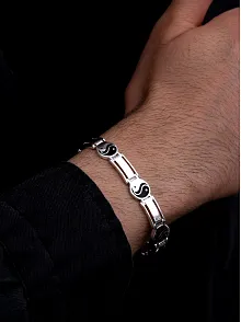 Erkek Gümüş Bileklik - 925 Ayar Yin Yang Model Gümüş Bileklik