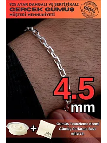 Erkek Gümüş Bileklik - 4.5 mm Forse Zincir Gümüş Bileklik