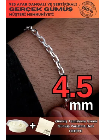 Erkek Gümüş Bileklik - 4.5 mm Forse Zincir Gümüş Bileklik